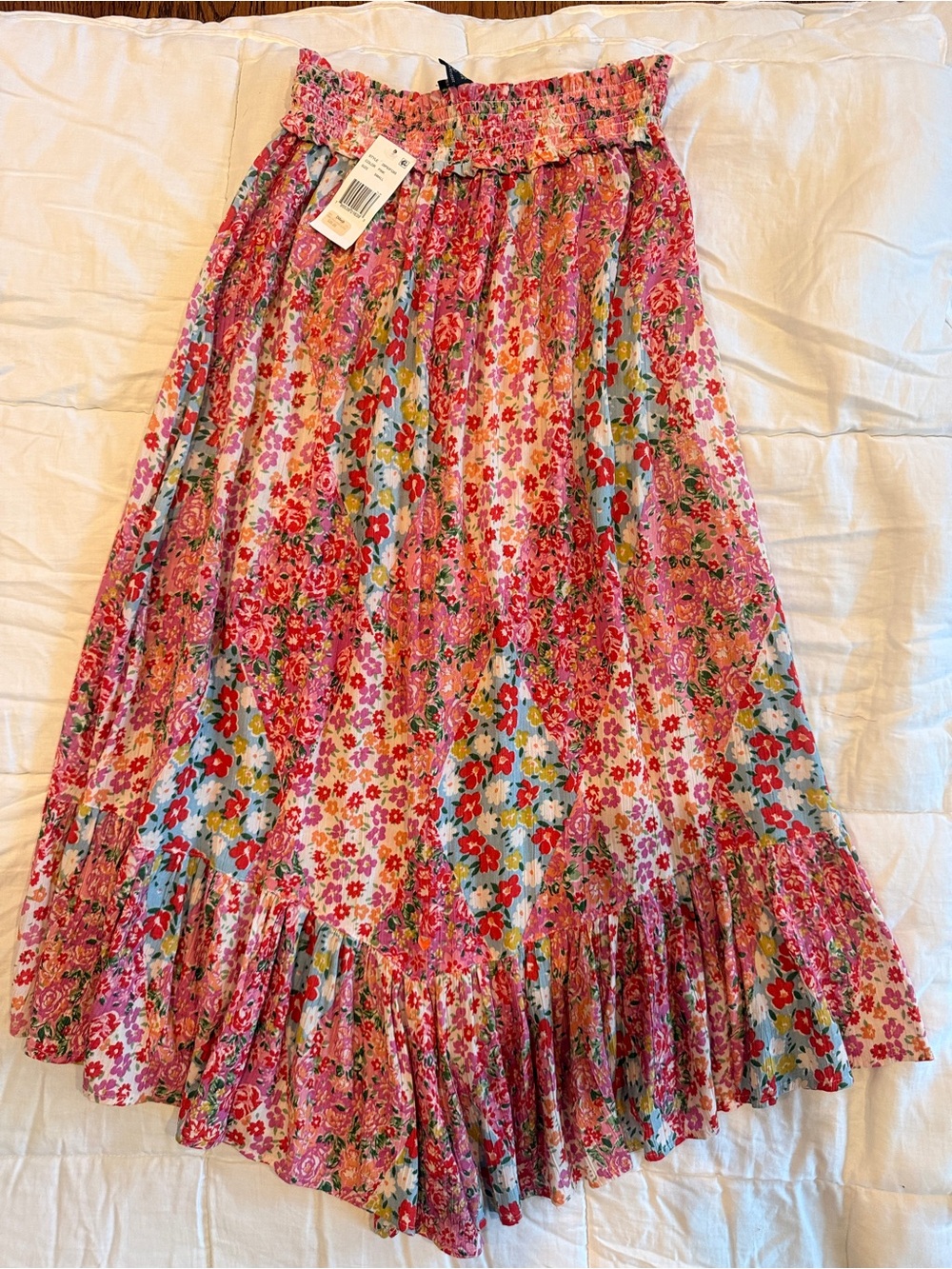 NWT Angie Floral Maxi Skirt in Pink and Blue cottagecore patchwork small